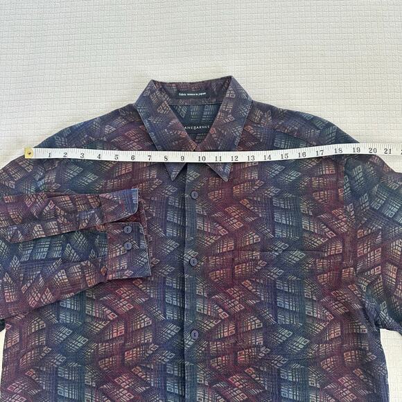 Vintage Barnes Mens Button Down Geometric Shirt Woven In Japan Size M - Picture 4 of 9